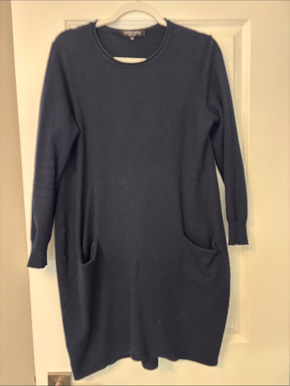 Vivian Shyu Navy Long Sleeve Knit Dress/tunic with Pockets